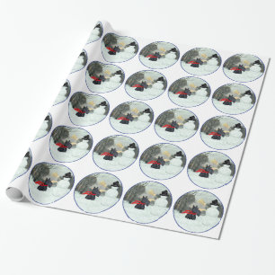 Papel De Presente Terrier Escocês Boneco de Neve