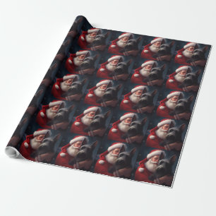Papel De Presente Terrier Santa Claus Festivo Natal