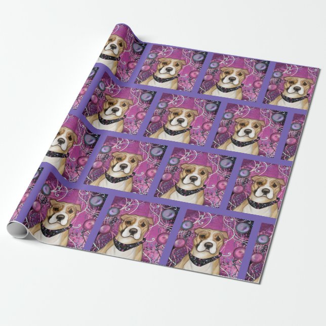 PAPEL DE PRESENTE TERRIER STAFFORDSHIRE AMERICANO (Desenrolado)