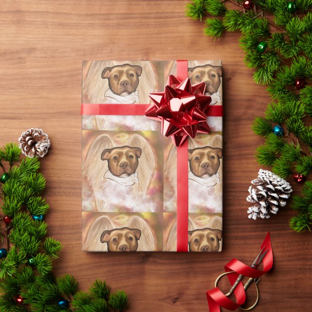 PAPEL DE PRESENTE TERRIER STAFFORDSHIRE AMERICANO (Presente de Natal)
