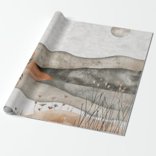 Papel De Presente Terroso Paisagem Lunar de Terracota Boêmia do Lago