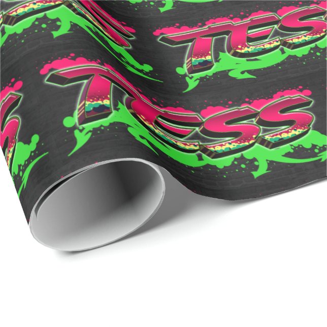 Papel De Presente Tess Vorname Name Graffiti red green (Ponta do rolo)