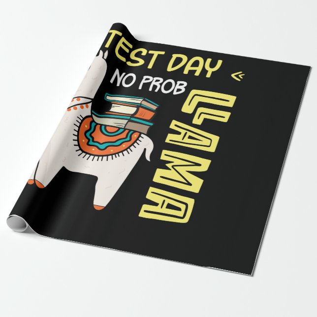 Papel De Presente Test Day Llama Teacher Exam Testing Teaching (Desenrolado)