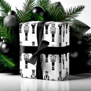 Papel De Presente Teste padrão abstrato na moda preto & branco do