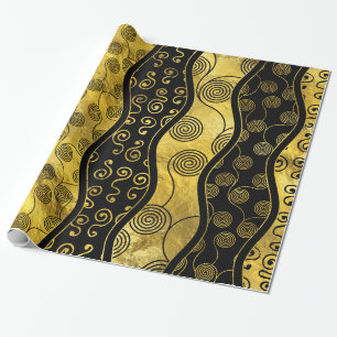 Papel De Presente Teste padrão africano preto e Dourado luxuoso