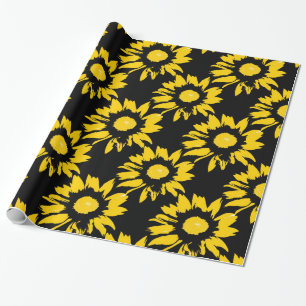 Papel De Presente Teste padrão amarelo e preto do girassol