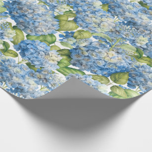 Papel De Presente Teste padrão azul clássico floral do Hydrangea
