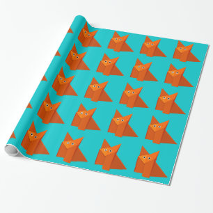 Papel De Presente Teste padrão bonito brilhante do Fox de Origami