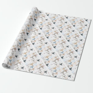 Papel De Presente Teste padrão bonito da raposa ou do lobo dos