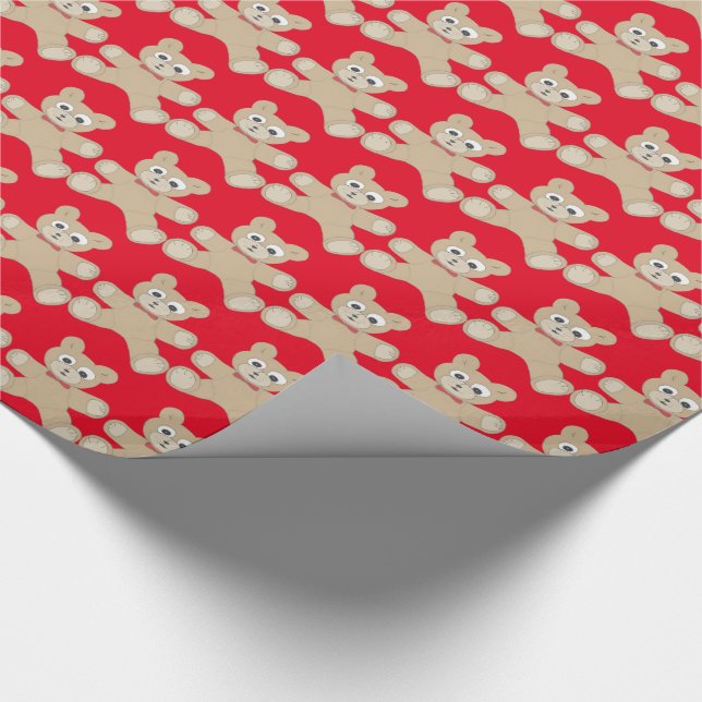 Papel De Presente Teste padrão bonito vermelho do urso de ursinho (Ponta)