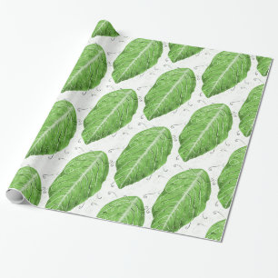 Papel De Presente Teste padrão botânico lunático da folha verde d