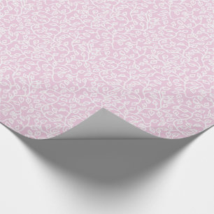 Papel De Presente Teste padrão branco laçado das folhas no rosa