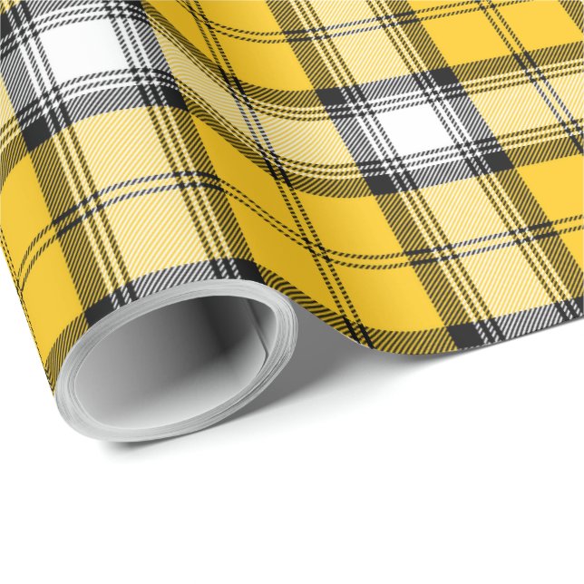 Papel De Presente Teste padrão branco preto amarelo do Scottish da (Ponta do rolo)