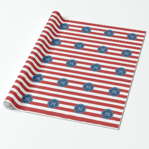 Papel De Presente Teste padrão branco vermelho das listras,