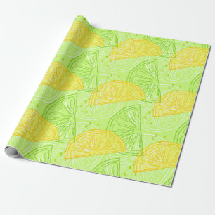 Papel De Presente Teste padrão brilhante dos limões do citrino do