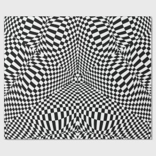 Papel De Presente Teste padrão checkered preto e branco abstrato