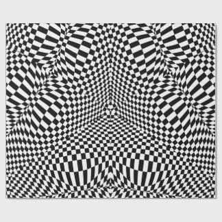 Papel De Presente Teste padrão checkered preto e branco abstrato