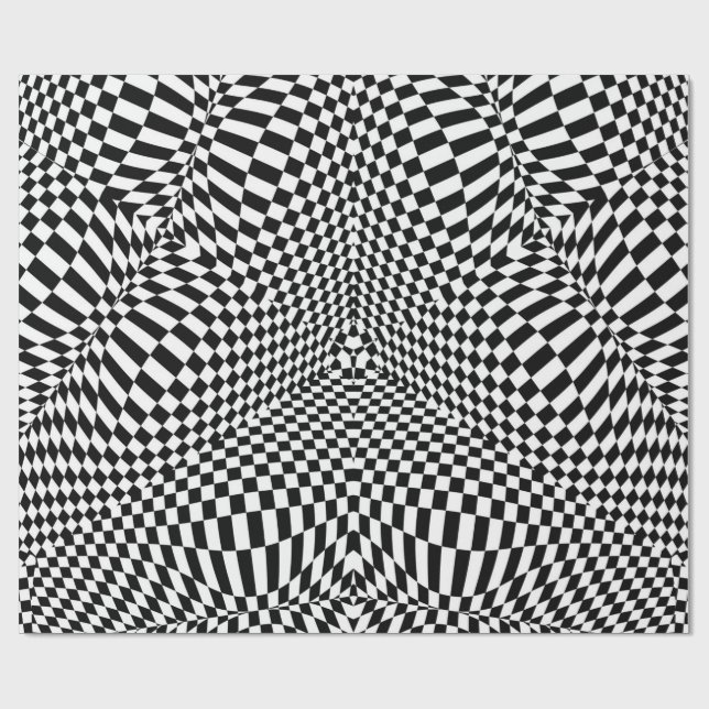 Papel De Presente Teste padrão checkered preto e branco abstrato (Aberto)