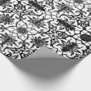 Papel De Presente Teste padrão chinês de Nouveau da arte - preto e