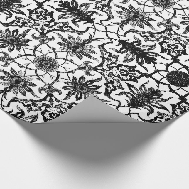 Papel De Presente Teste padrão chinês de Nouveau da arte - preto e (Ponta)
