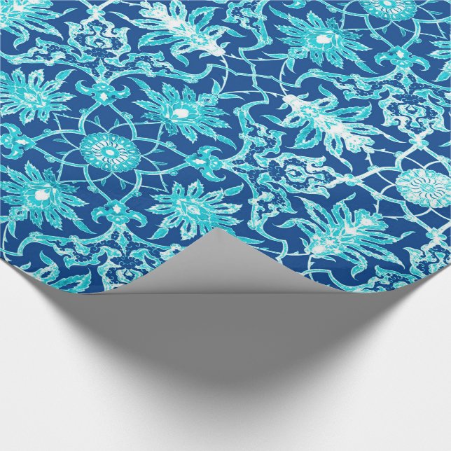 Papel De Presente Teste padrão chinês de Nouveau da arte - turquesa (Ponta)