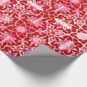 Papel De Presente Teste padrão chinês de Nouveau da arte - vermelh