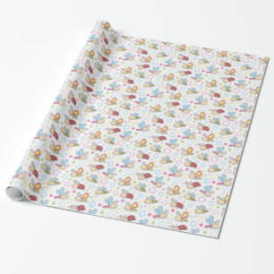 Papel De Presente teste padrão com insetos