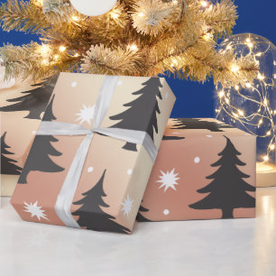Papel De Presente Teste padrão cor-de-rosa da árvore de Natal do