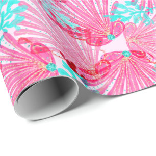 Papel De Presente Teste padrão cor-de-rosa feminino dos escudos