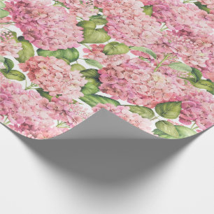 Papel De Presente Teste padrão cor-de-rosa floral do Hydrangea