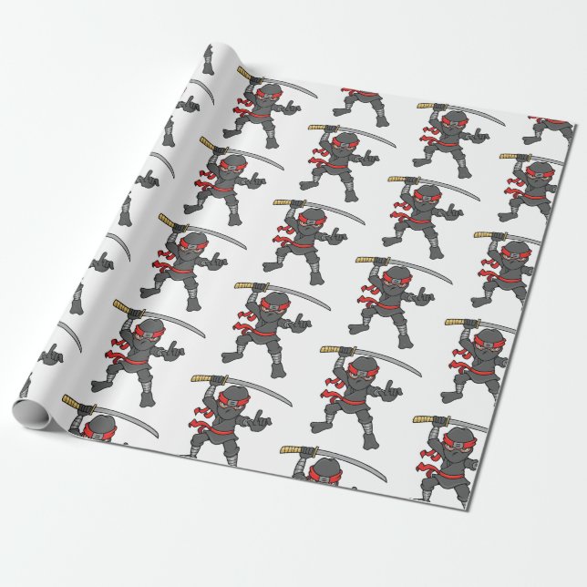 Papel De Presente Teste padrão customizável de Ninja (Desenrolado)