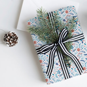 Papel De Presente Teste padrão da folha do azevinho da aguarela do