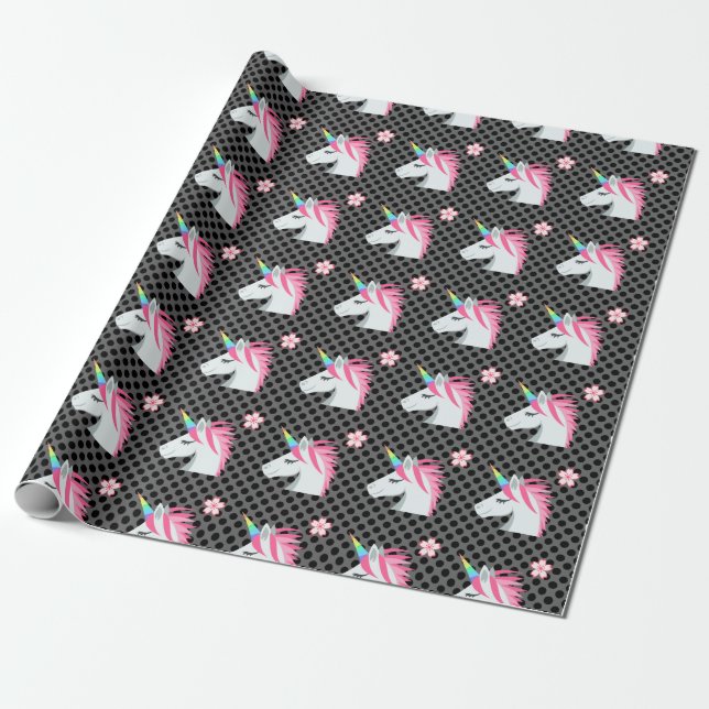 Papel De Presente Teste padrão de bolinhas bonito de Emoji da flor (Desenrolado)