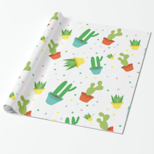 Papel De Presente Teste padrão de bolinhas bonito do cacto do