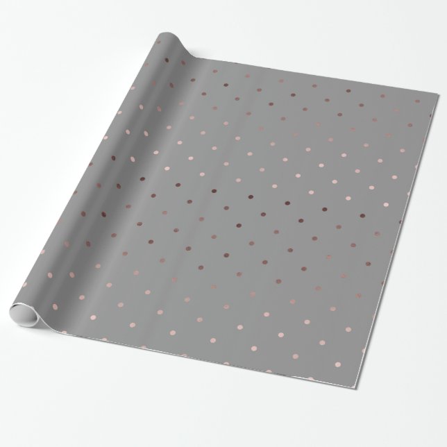Papel De Presente teste padrão de bolinhas cinzento do ouro (Desenrolado)