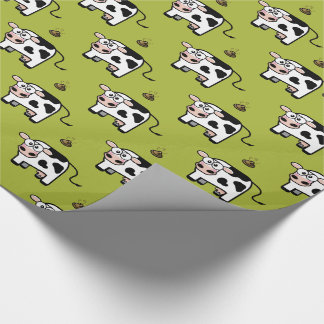Papel De Presente Teste padrão de cora engraçado da vaca de Pooping