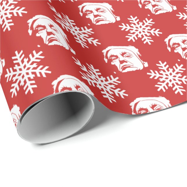 Papel De Presente Teste padrão de Donald Trump e de Natal dos flocos (Ponta do rolo)