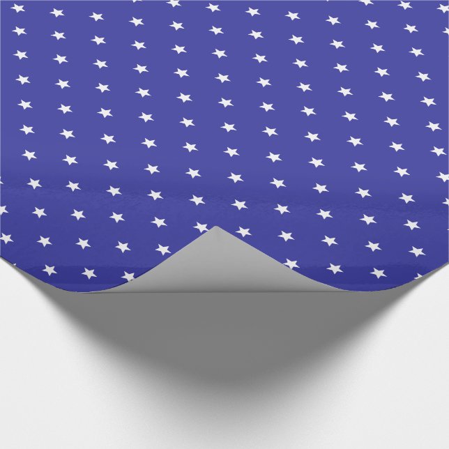 Papel De Presente Teste padrão de estrela azul e branco (Ponta)