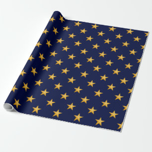 Papel De Presente Teste padrão de estrelas dourado