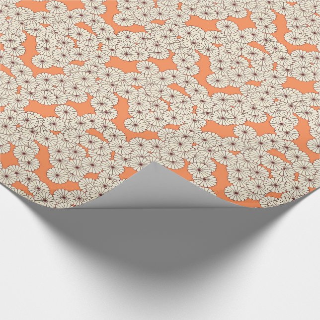 Papel De Presente Teste padrão de flor do art deco - creme na (Ponta)