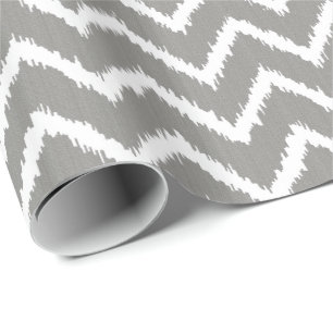 Papel De Presente Teste padrão de Ikat Chevron - cinza de