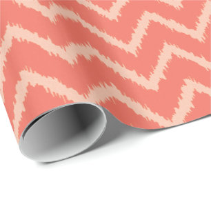 Papel De Presente Teste padrão de Ikat Chevron - laranja e pêssego