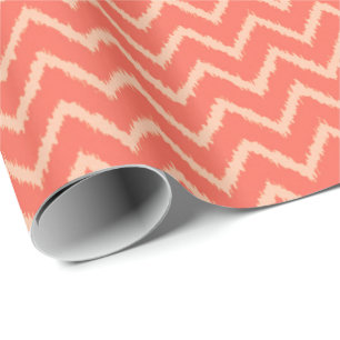 Papel De Presente Teste padrão de Ikat Chevron na laranja e no
