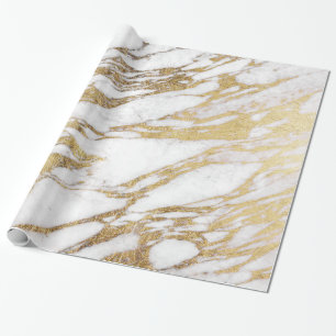 Papel De Presente Teste padrão de mármore branco e Dourado elegant