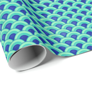 Papel De Presente Teste padrão de onda do art deco - turquesa e