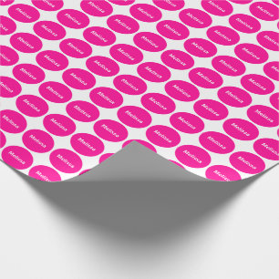 Papel De Presente Teste padrão de pontos do rosa quente no branco