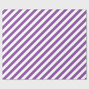 Papel De Presente Teste padrão diagonal roxo e branco das listras