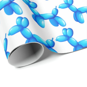 Papel De Presente Teste padrão do azul do cão de caniche dos anima