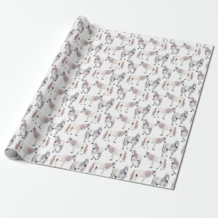 Papel De Presente Teste padrão do conto de fadas do unicórnio da