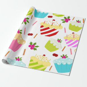 Papel De Presente Teste padrão do cupcake do feliz aniversario